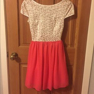 Coral and Sequined Homecoming Dress